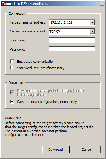 Connection to target device