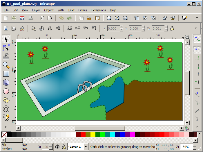 Plain graphics for the pool automation project (REX Control System, RexHMI)