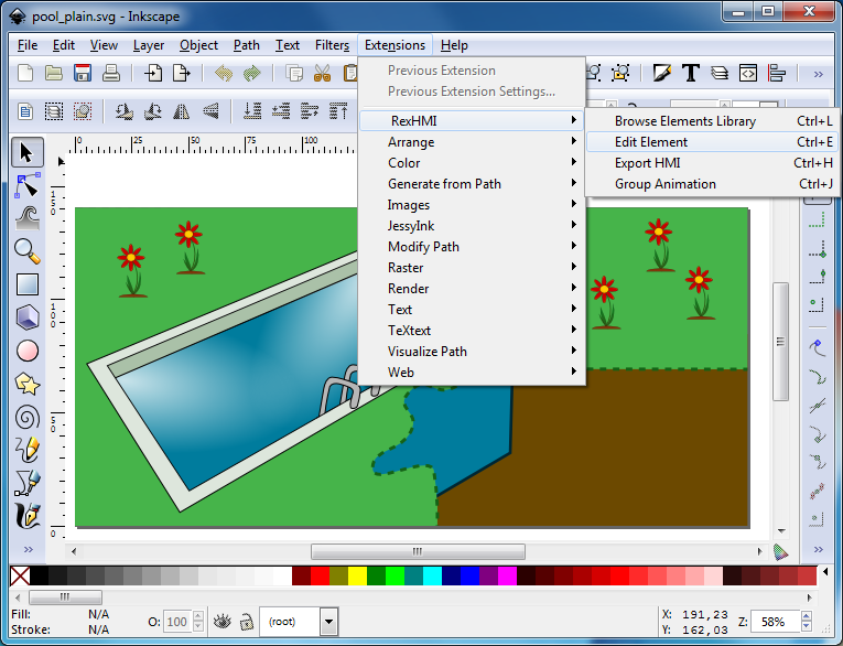 Running the RexHMI configuration in Inkscape