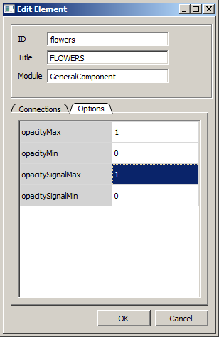 Settings of the "Opacity" group animation