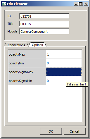 Settings of the "Opacity" group animation