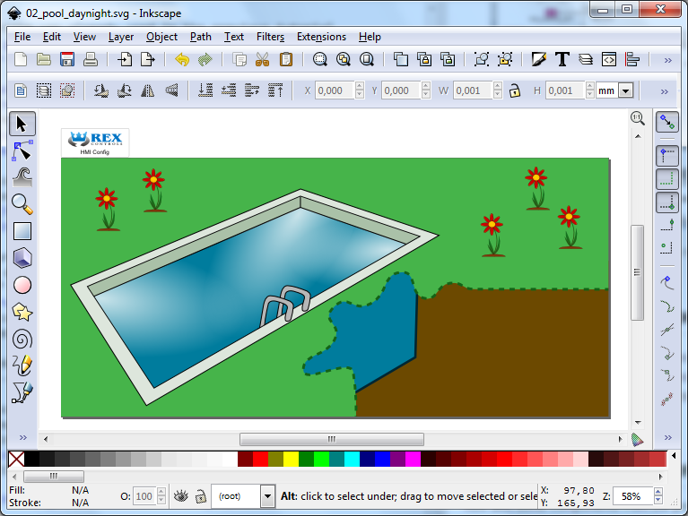 Animated HMI for pool automation