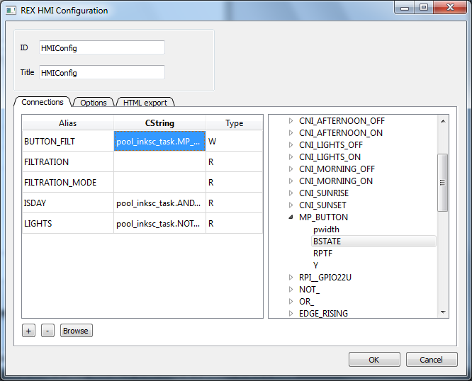 Defining a write-enabled alias of the RexHMI extension